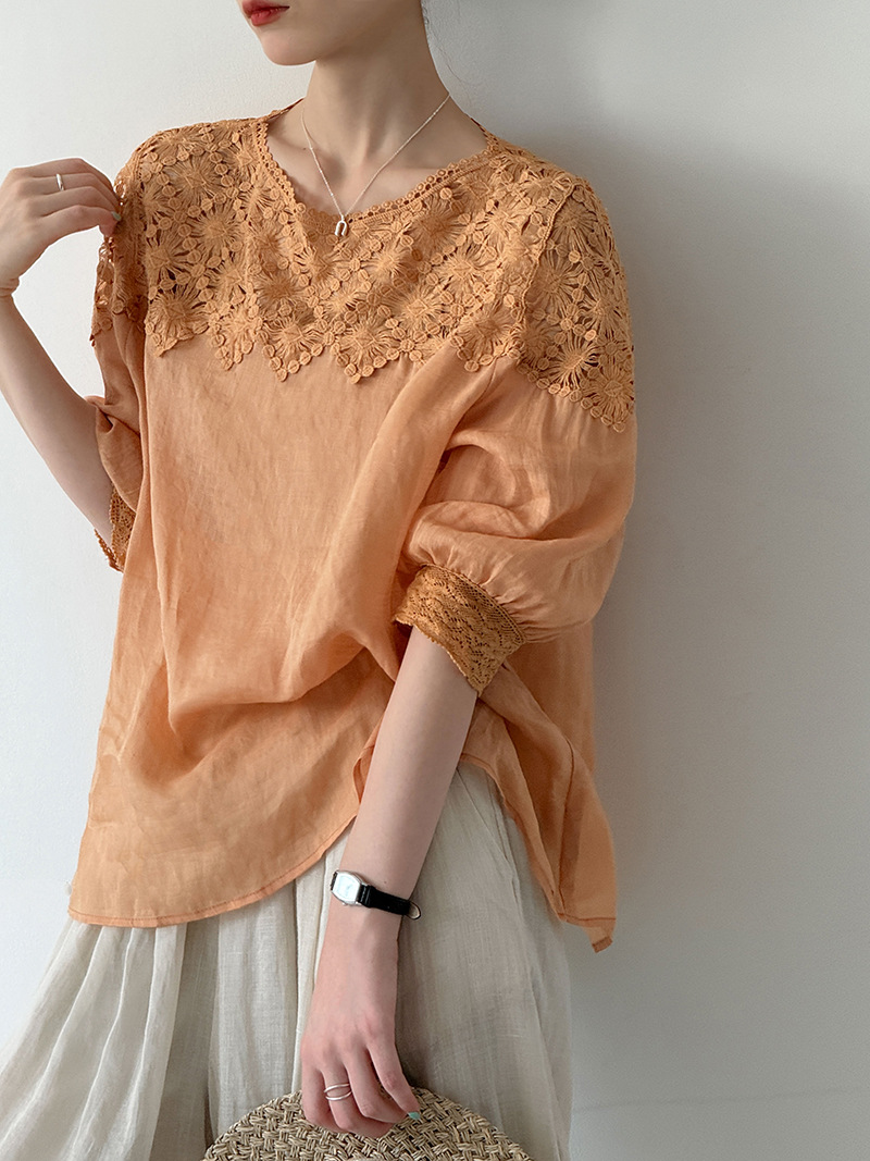 Women Fashion Blouse - 2026 Vrouwen Zomer 100% Linnen Blouses