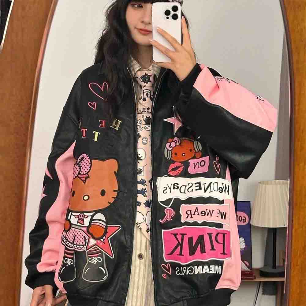 Women'S Fashion Jackets - Sanrio Hello Kitty Dames Cartoon Anime