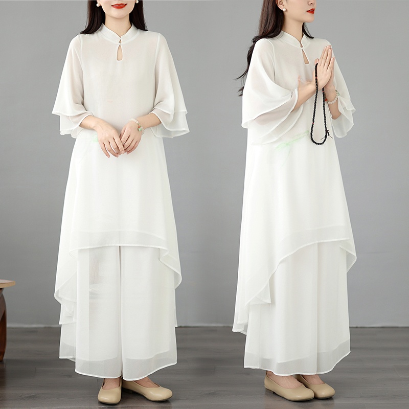 Women Fashion Over The Years - Elegante lange zijden georgette jurk met