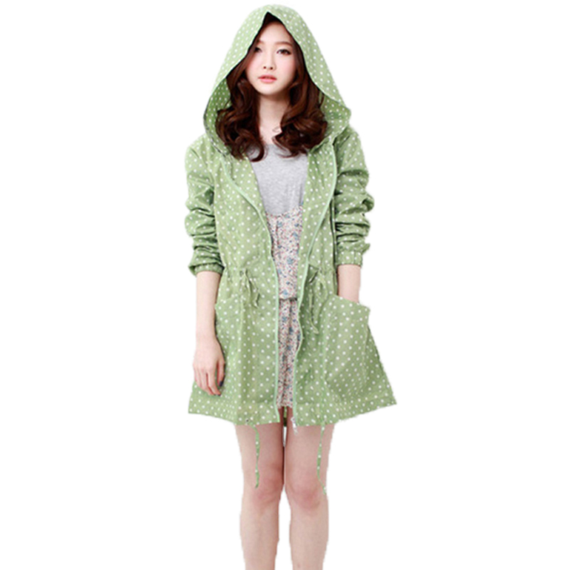 Women'S Fashion Rain Jacket - Fashion Dot Print Dames Regenjas Met