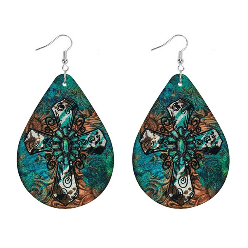 Women'S Fashion Wild West - Wild West Teardrop Cross Oorbellen voor