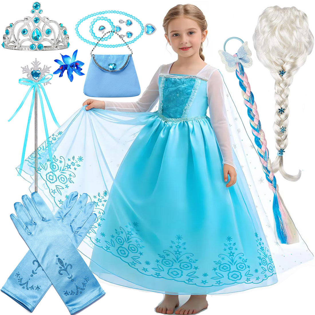 Ruched Dress Mini - 2026 Elsa Blauwe Lange Mouwen Schattige