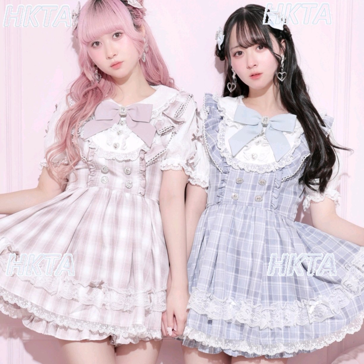 Ruched Dress Mini - Japanse stijl poppenkraag geruite strikjurk en