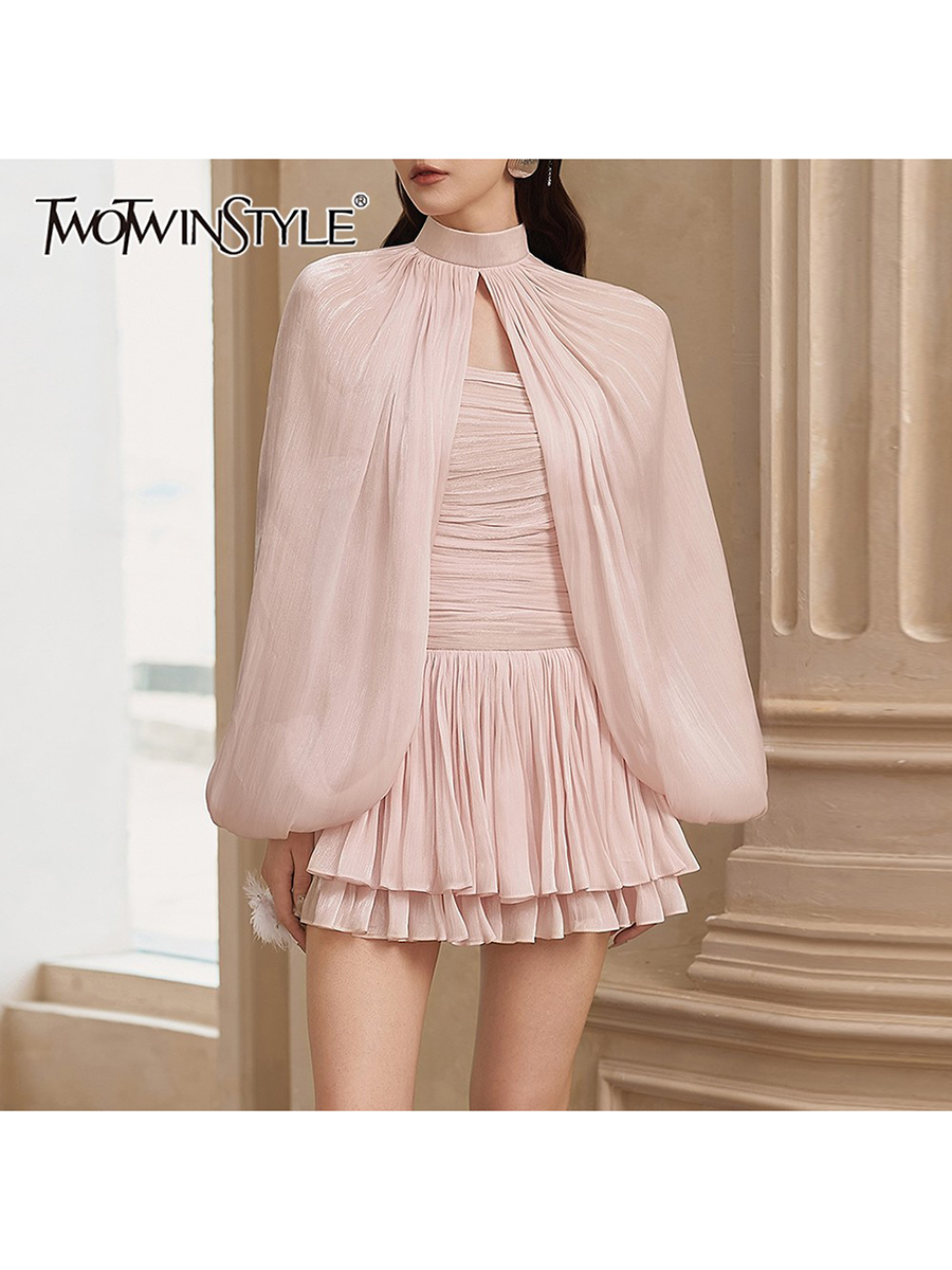 Ruched Dress Mini - TWOTWINSTYLE Zoete Gecombineerde Gerimpelde Tweedelige Set