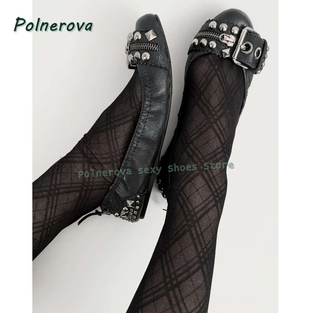 Women'S Fashion Footwear - Klinknagelriemgesp Mary Jane schoenen spitse neus