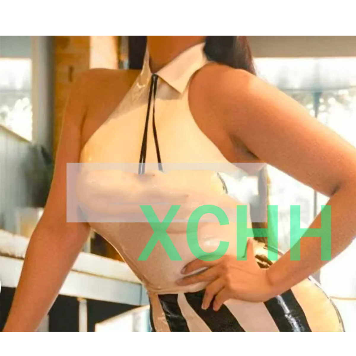 Women'S Fashion Vest Tops - Natuurlijke latex sexy vrouwen latex shirt