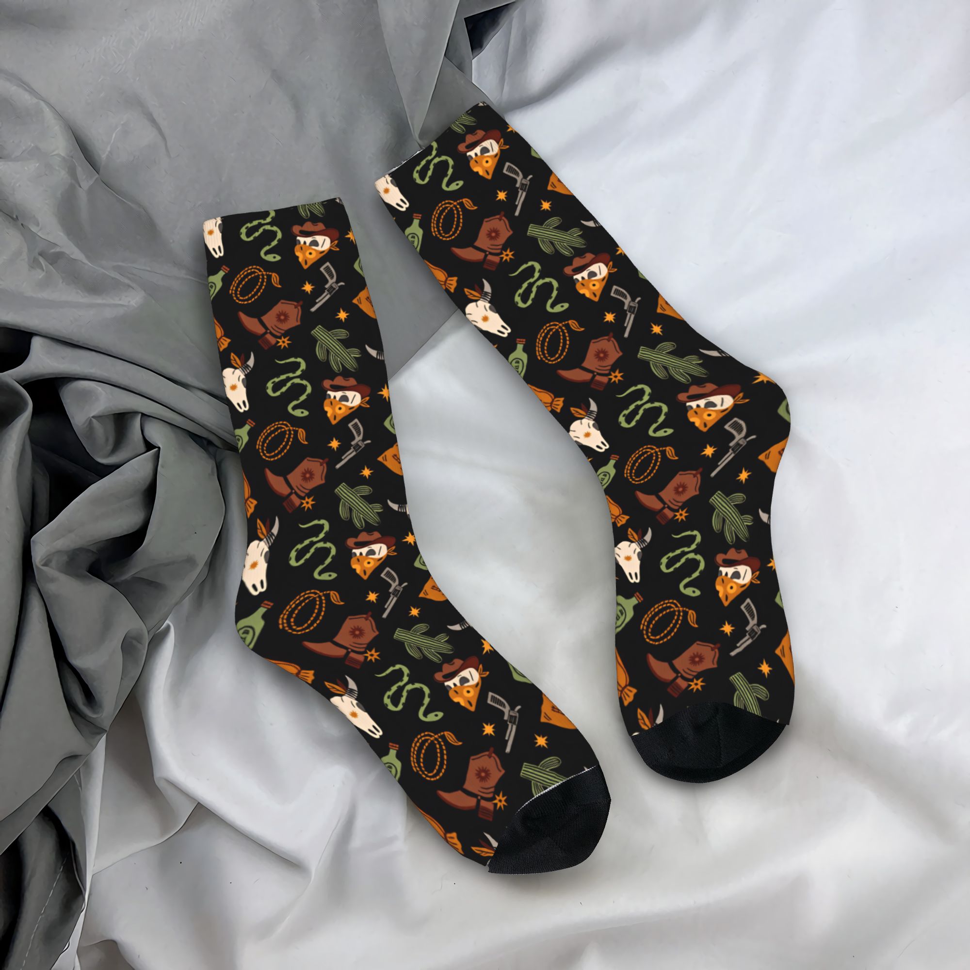 Women'S Fashion Wild West - Wild West Vintage LinePrint (1) Sokken
