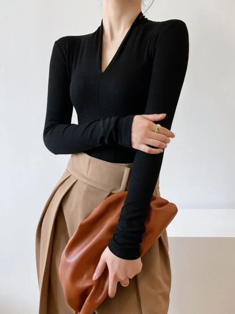 V-hals Slim Shirts Langarm Top - Women Fashion Blouse recensie en prijs