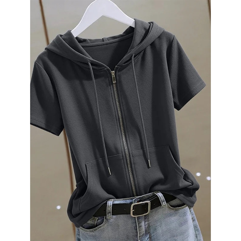 Dames zomerhoodie met korte mo - Women'S Fashion Zip Up Hoodies recensie en prijs