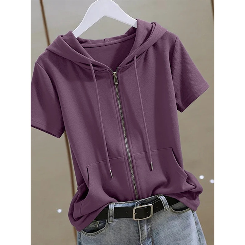 Dames zomerhoodie met korte mo - Women'S Fashion Zip Up Hoodies recensie en prijs