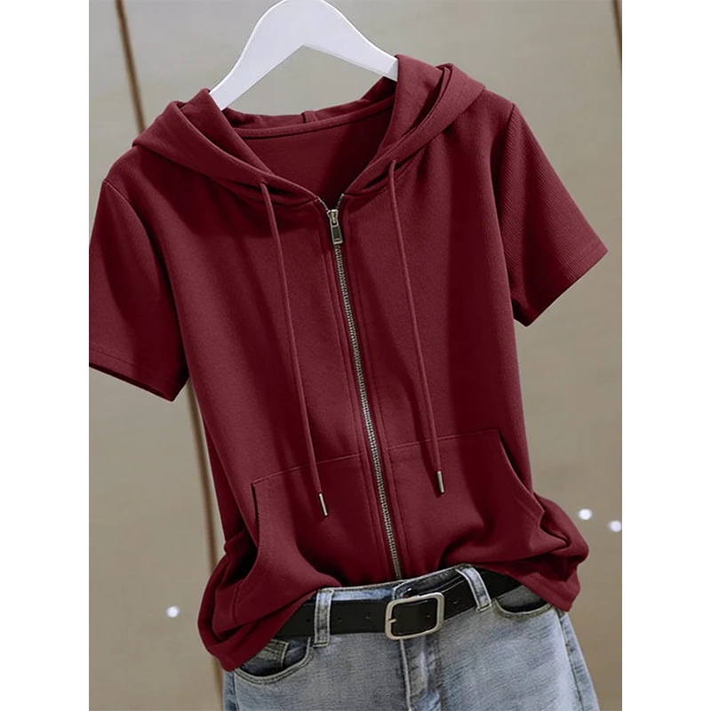 Dames zomerhoodie met korte mo - Women'S Fashion Zip Up Hoodies recensie en prijs