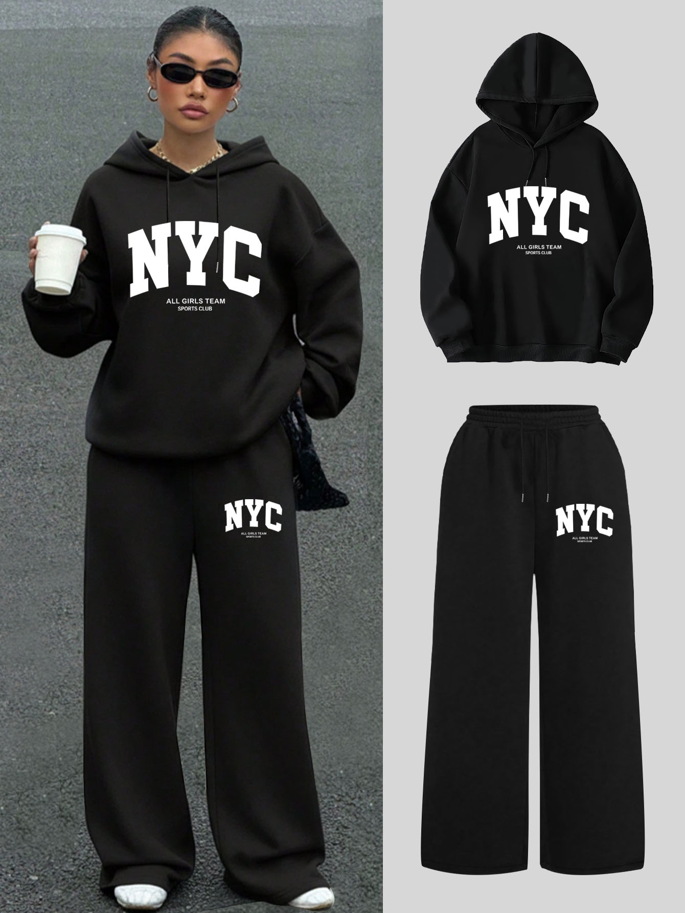 NYC Print Fleece Dames Trainin - Hoodie Women Oversized recensie en prijs