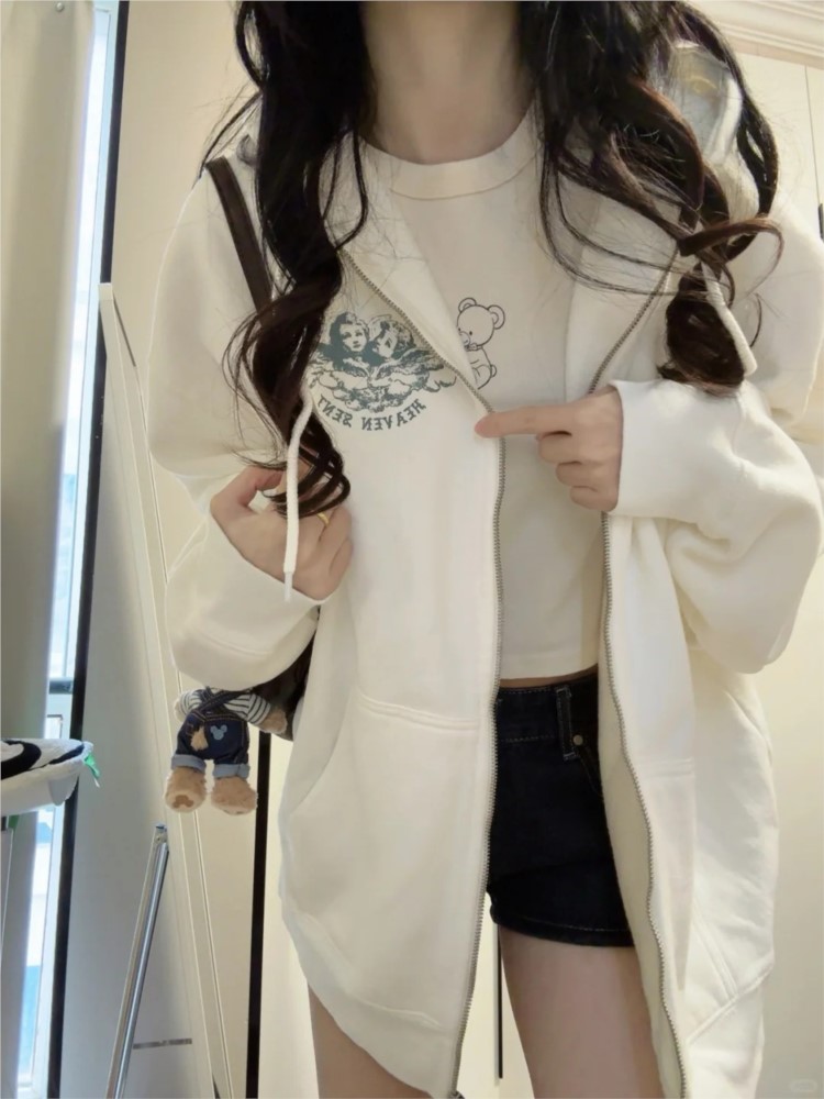 Witte Vintage Zip-up Hoodies D - Women'S Fashion Zip Up Hoodies recensie en prijs
