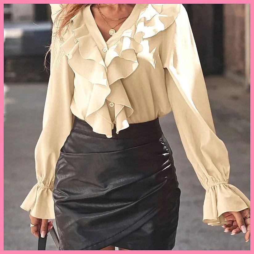 2025 Mode V-hals Blouse met Ge - Women Fashion Blouse recensie en prijs