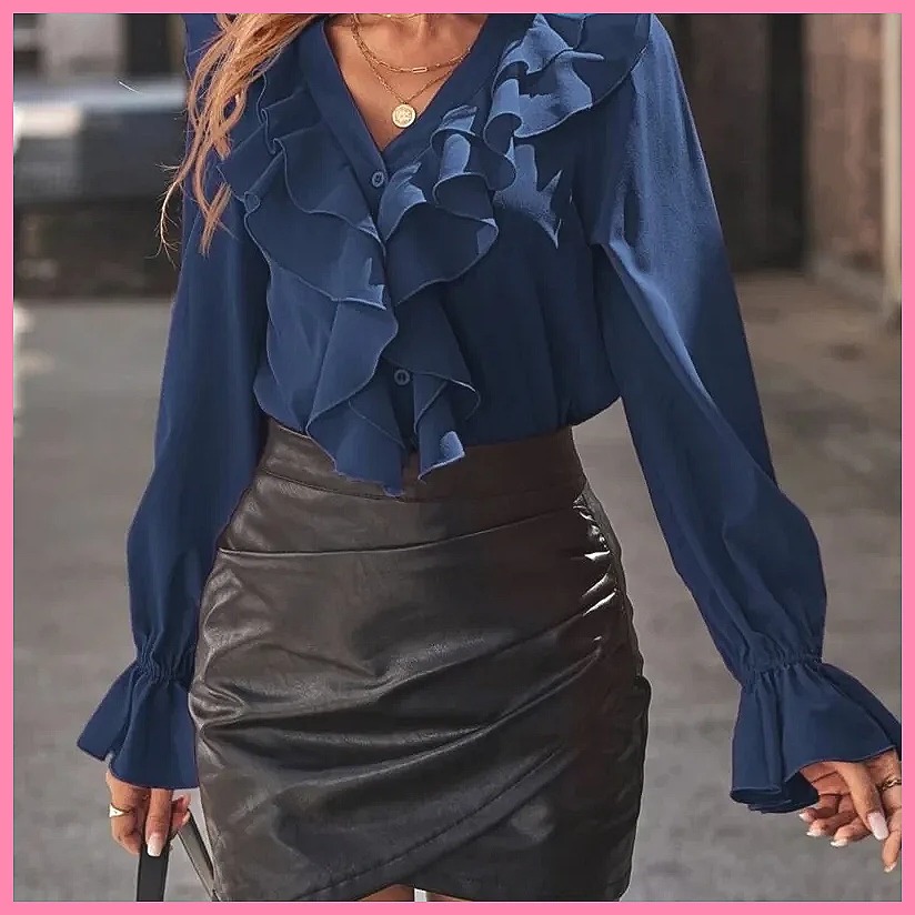 2025 Mode V-hals Blouse met Ge - Women Fashion Blouse recensie en prijs