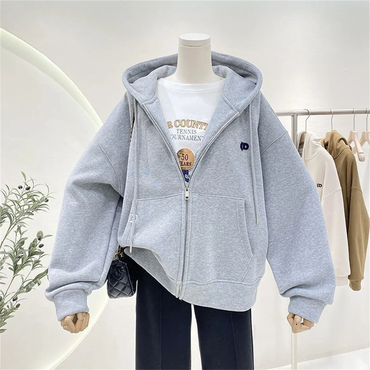 Mode Herfst Effen Hoodie Sweat - Women'S Fashion Zip Up Hoodies recensie en prijs