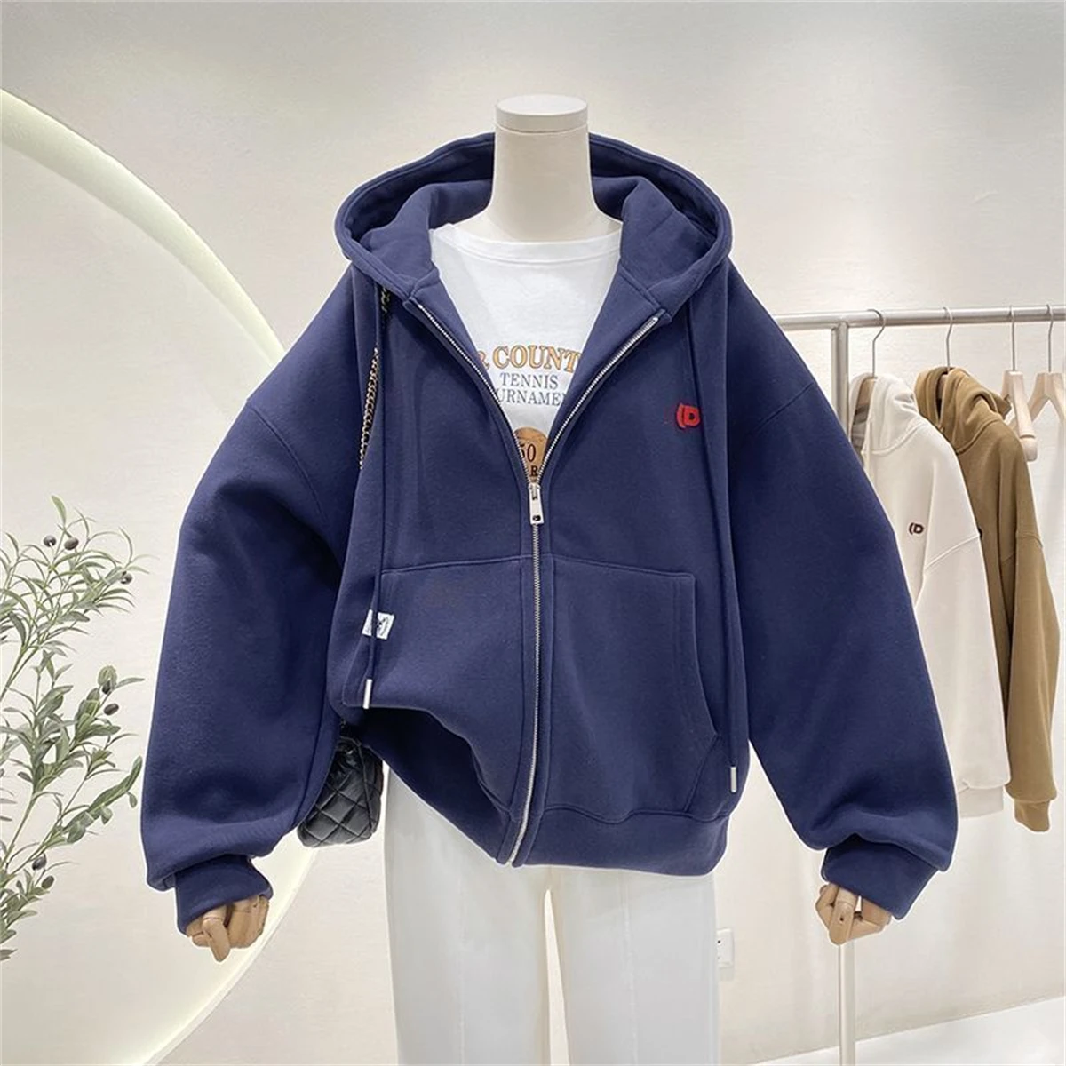 Mode Herfst Effen Hoodie Sweat - Women'S Fashion Zip Up Hoodies recensie en prijs