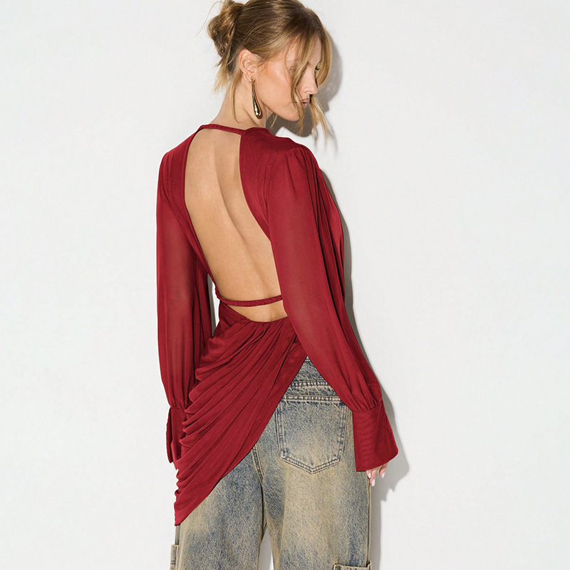 V-hals mesh tops, effen T-shir - Women Fashion Blouse recensie en prijs