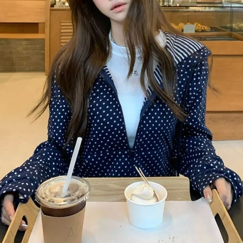 Koreaanse Polka Dot Casual Ged - Women'S Fashion Zip Up Hoodies recensie en prijs