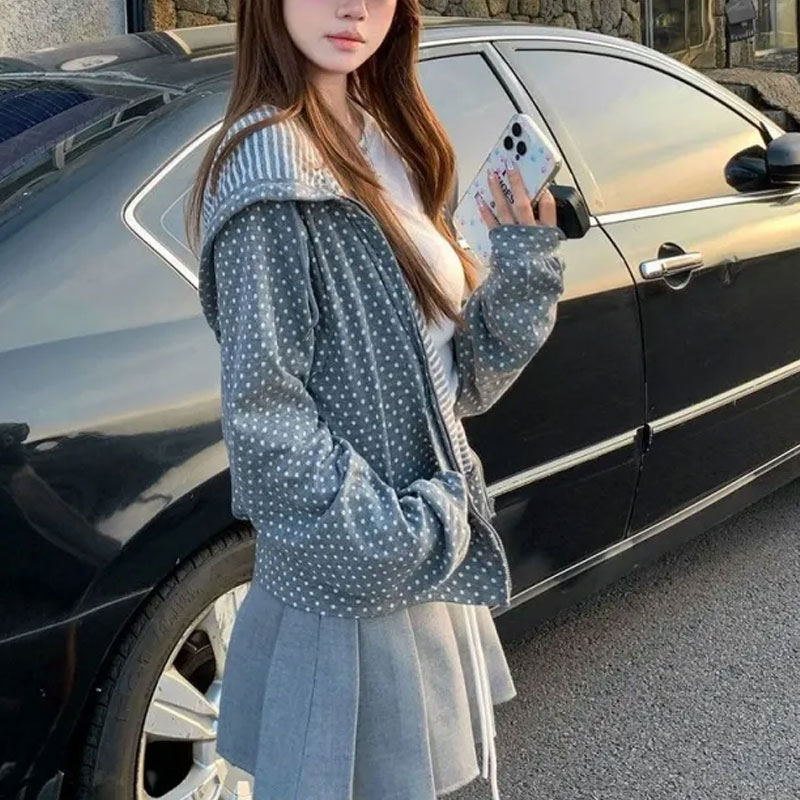 Koreaanse Polka Dot Casual Ged - Women'S Fashion Zip Up Hoodies recensie en prijs