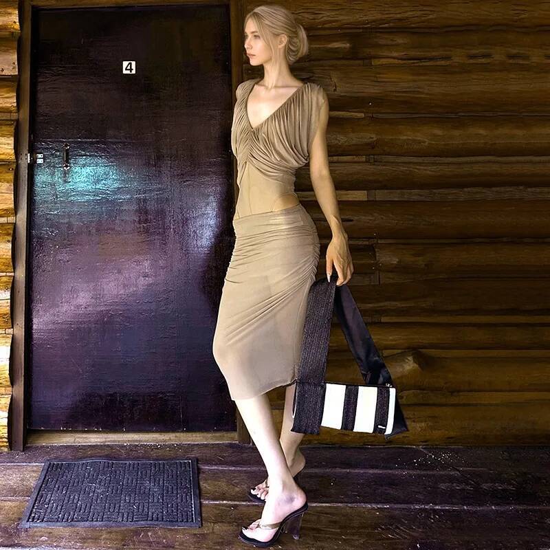 Franse chiffonjurk dames zomer - Ruched Dress Mini recensie en prijs