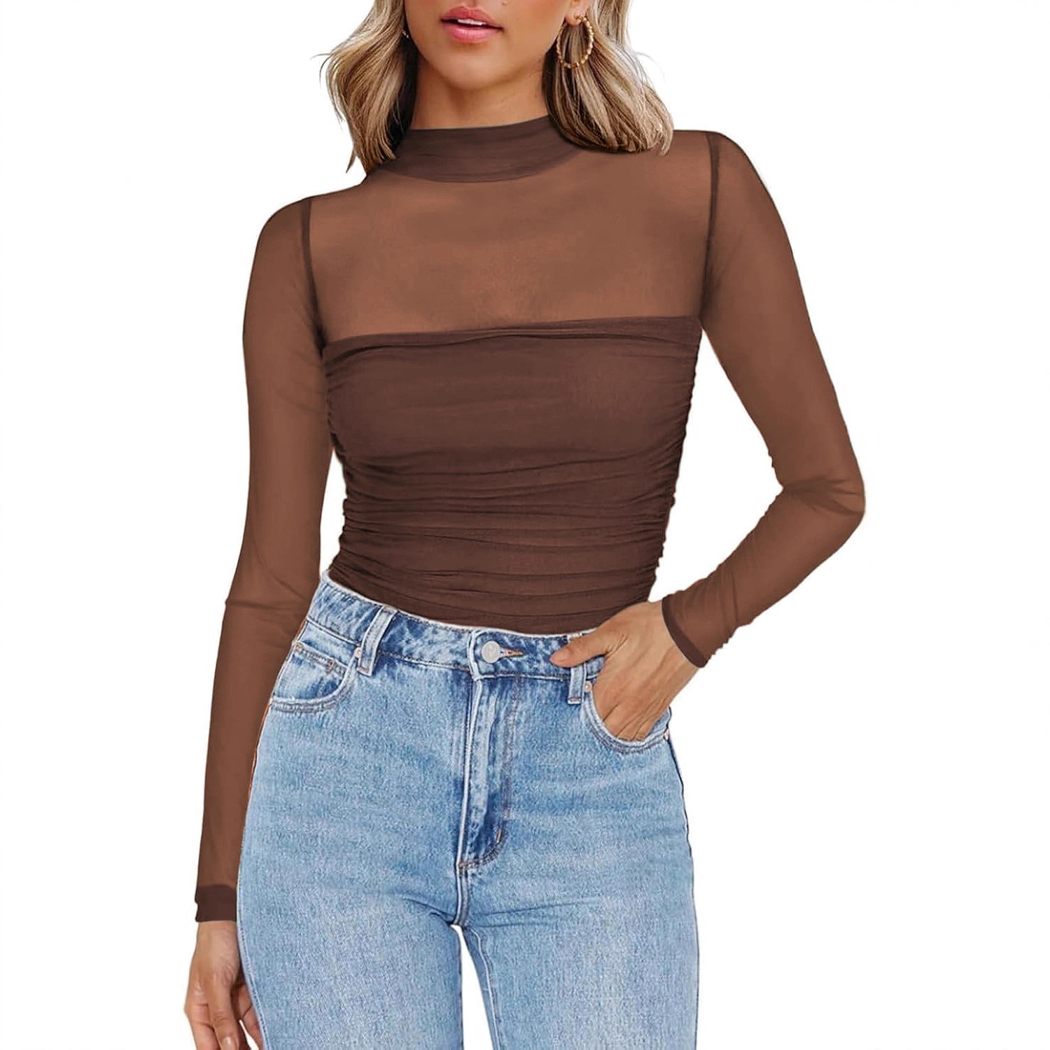 Dames effenkleurige doorschijn - Women Fashion Blouse recensie en prijs