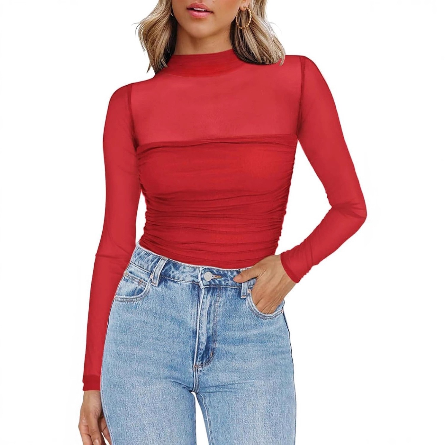 Dames effenkleurige doorschijn - Women Fashion Blouse recensie en prijs