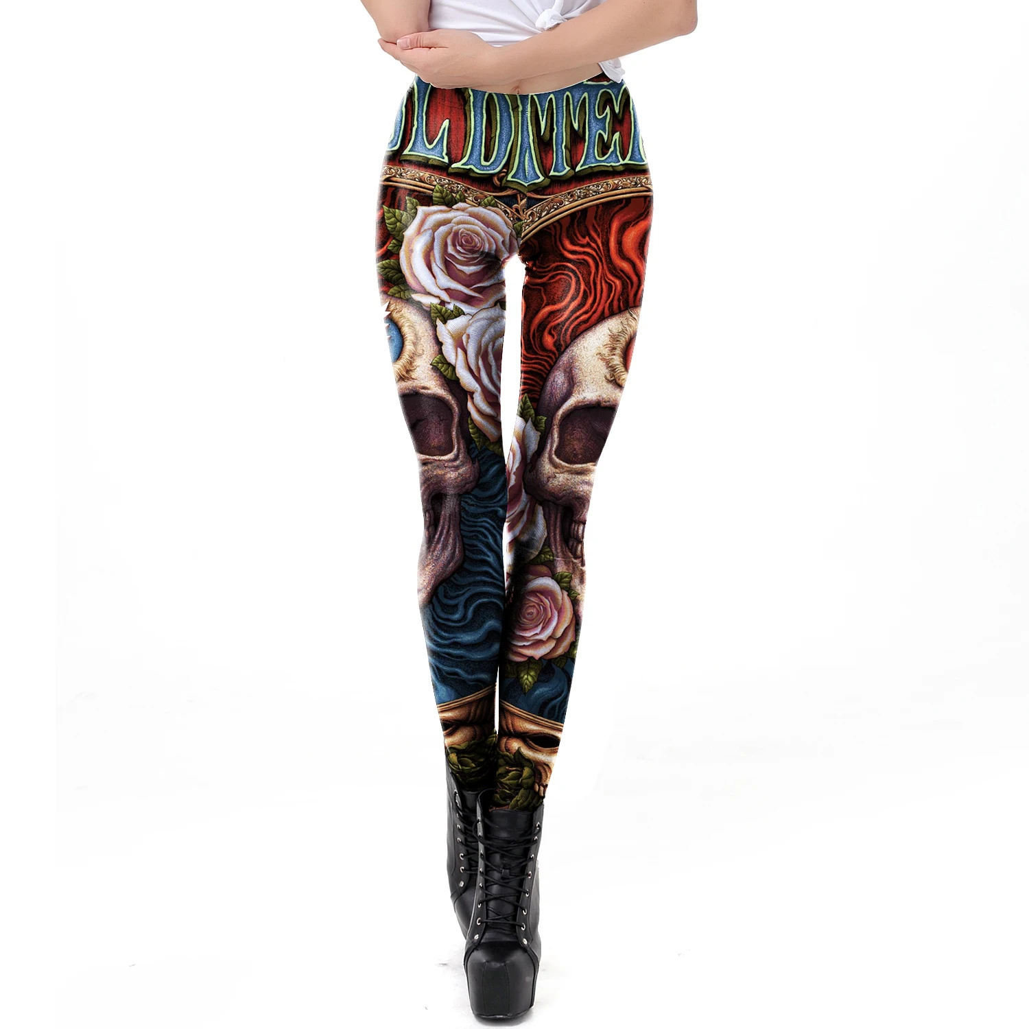 Mode Schedel Rose Print Leggin - Women'S Fashion Leggings recensie en prijs