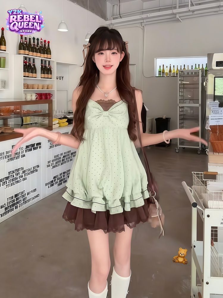 Coquette Sweet Korean Polka Do - Ruched Dress Mini recensie en prijs